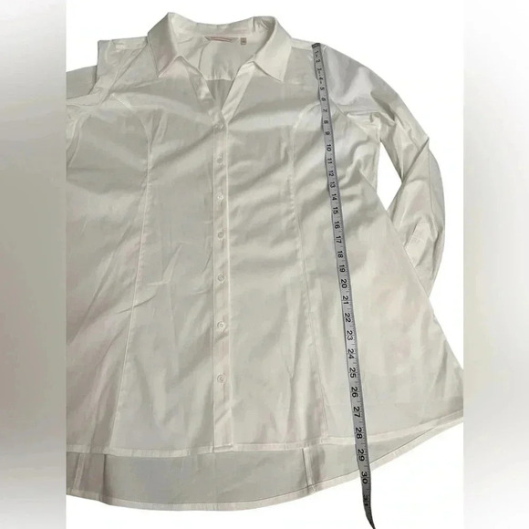 Soft Surroundings White Cotton Side Pockets Button Down Long Sleeve Shirt Size L - Picture 10 of 12